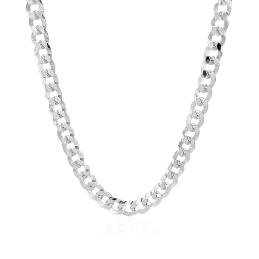Cadena de plata esterlina estilo barbada de 5.6 mm chapada en rodio