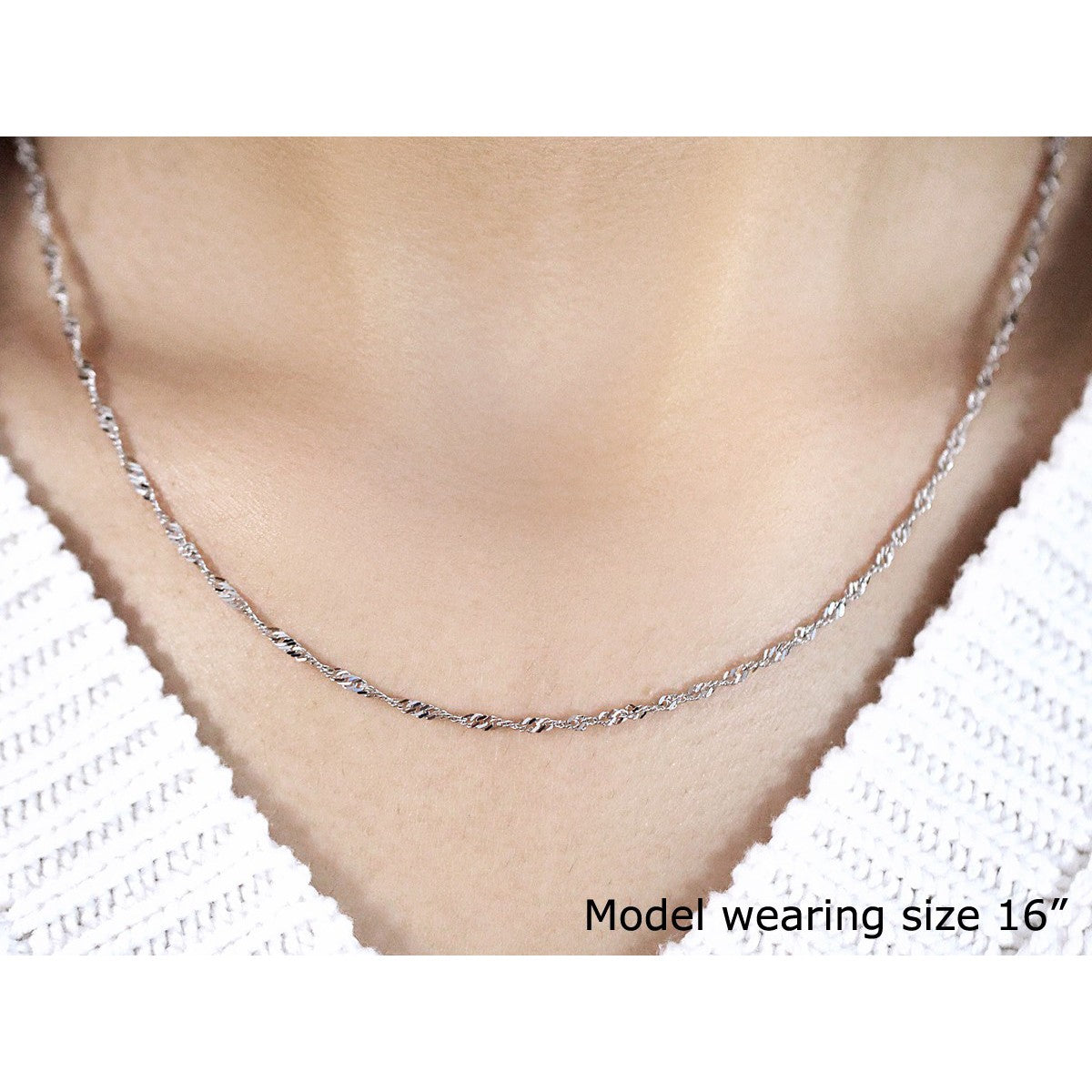 14k White Gold Singapore Chain 1.7mm