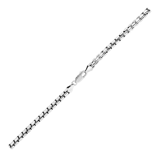 Pulsera de caja redonda de plata de ley rodiada (5.2 mm)