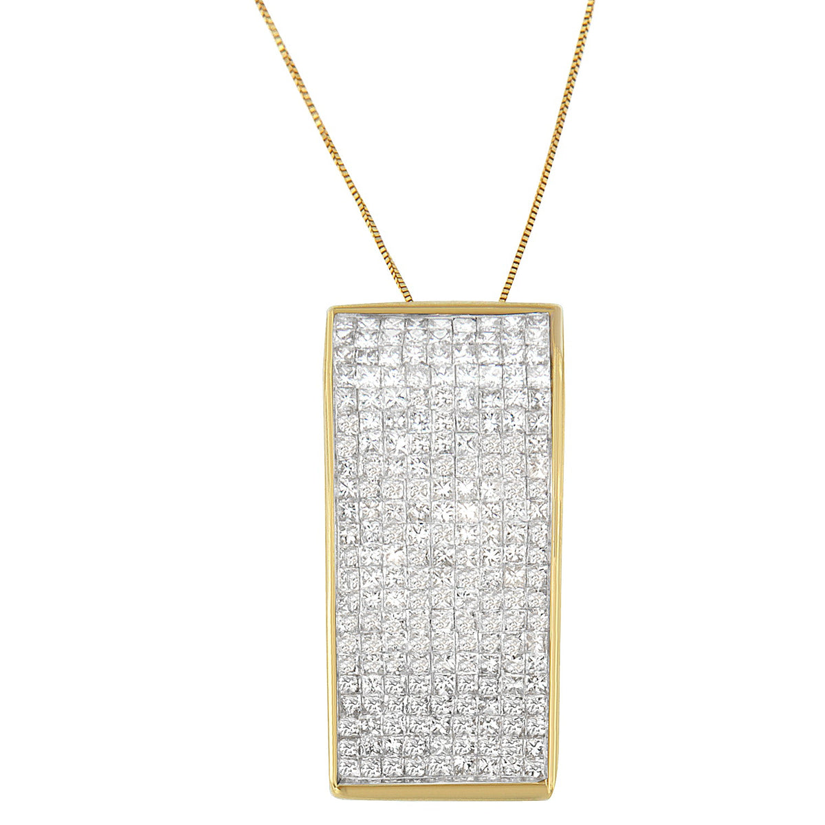 Collar con colgante de oro amarillo de 14 quilates con diamantes talla princesa (2 5/8 cttw, color H-I, claridad SI2-I1)