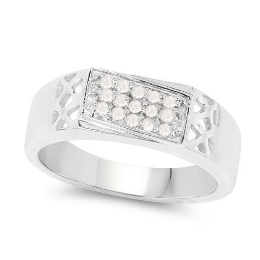Anillo de plata de ley .925 con diamante blanco auténtico de 0.23 quilates
