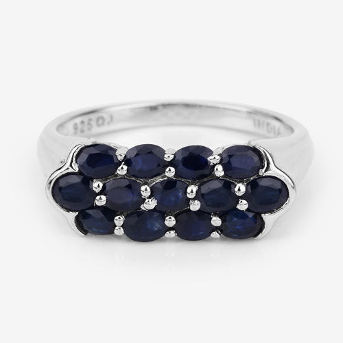 Anillo de plata de ley .925 con zafiro azul genuino de 2,60 quilates