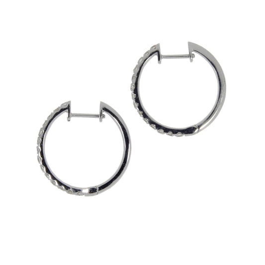 Auténticos pendientes de aro de diamantes de .51 qt en oro blanco de 14 kt