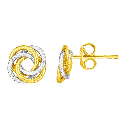 14k Two Tone Gold Love Knot Earrings - view 2