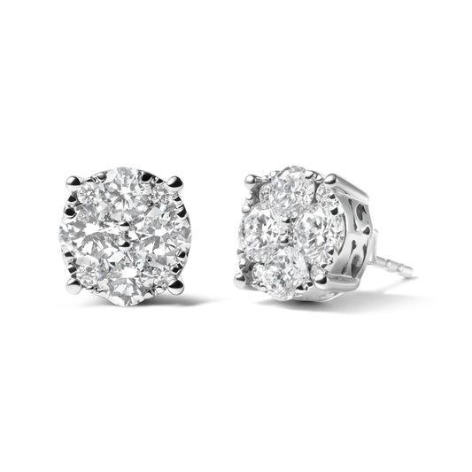 Pendientes de oro blanco de 14 quilates con diamantes de laboratorio de 2,00 quilates en total (color G-H, claridad VS1-VS2)