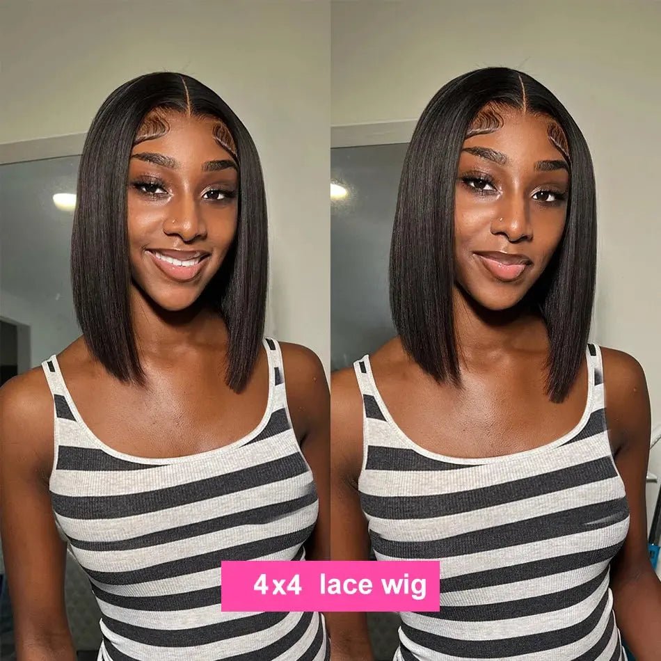4-27 Highlight | 4-30 Highlight | Human Hair | Bob | Straight | Lace Front | Human Hair | Brazilian Short Bob Human Hair Wigs Luxegan
