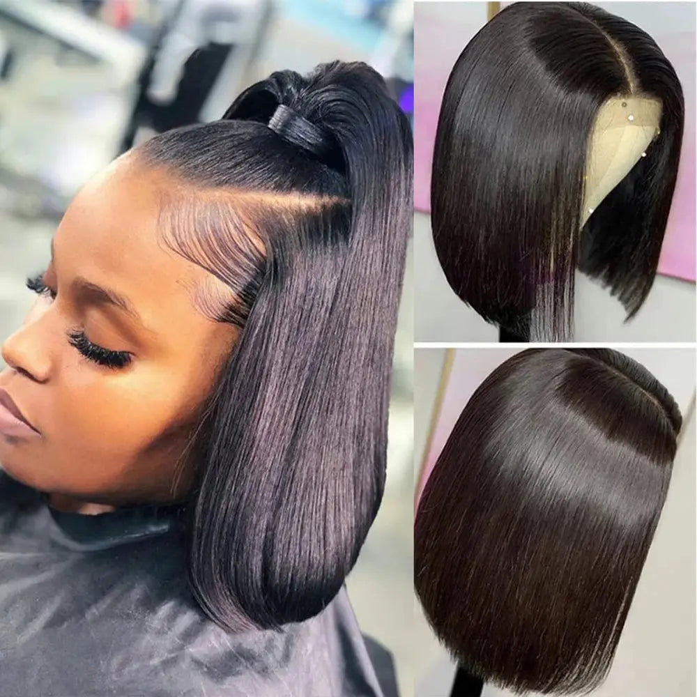 4-27 Highlight | 4-30 Highlight | Human Hair | Bob | Straight | Lace Front | Human Hair | Brazilian Short Bob Human Hair Wigs Luxegan