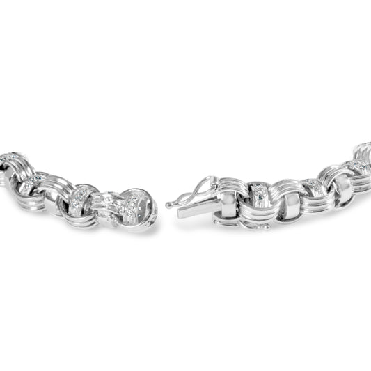 Pulsera eslabones bizantinos anudados de oro blanco de 14K con diamantes de 1/2 Cttw (color H-I, claridad I2-I3) - 7 pulgadas
