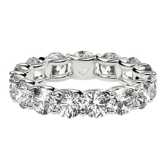 Anillo de eternidad de diamantes cultivados en laboratorio de talla redonda en oro blanco de 14k (5 quilates FG/VS2)