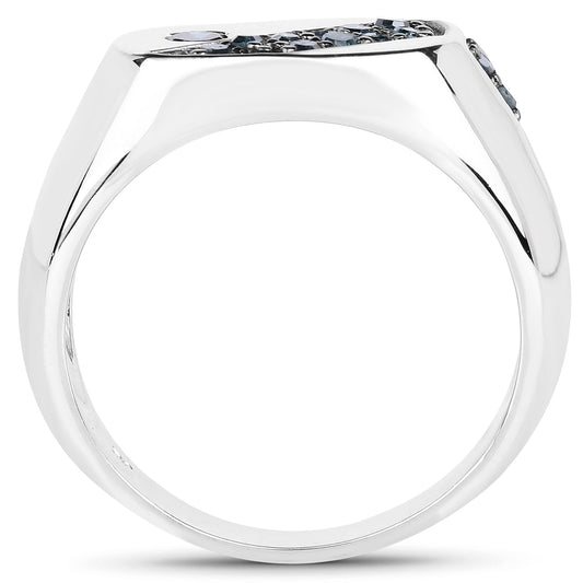 Anillo de Plata de ley .925 con Diamante Azul Genuino de 0,31 Quilates