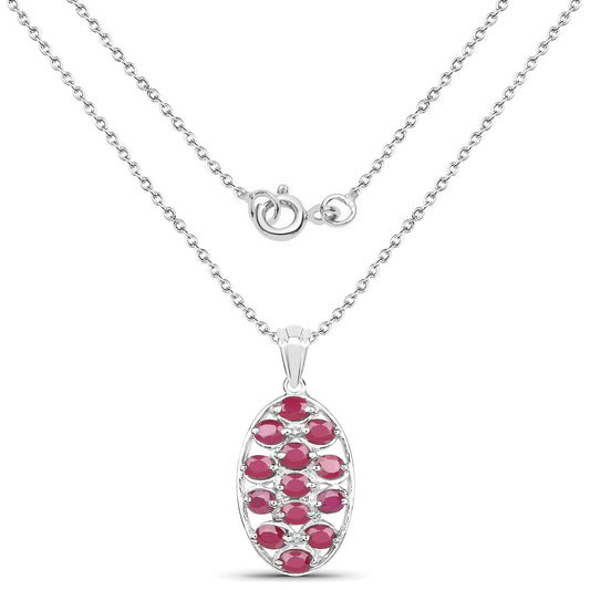 2.86 Carat Glass Filled Ruby .925 Sterling Silver Pendant