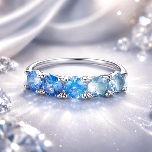 Anillo de plata de ley 925 con baño de oro blanco para mujer, talla 6.0