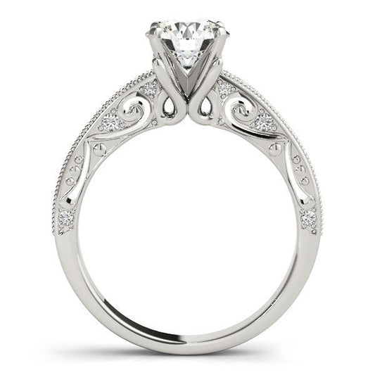 Anillo de compromiso de oro blanco de 14 quilates con diamantes redondos antiguos engastados con garras (1 1/8 quilates en total)