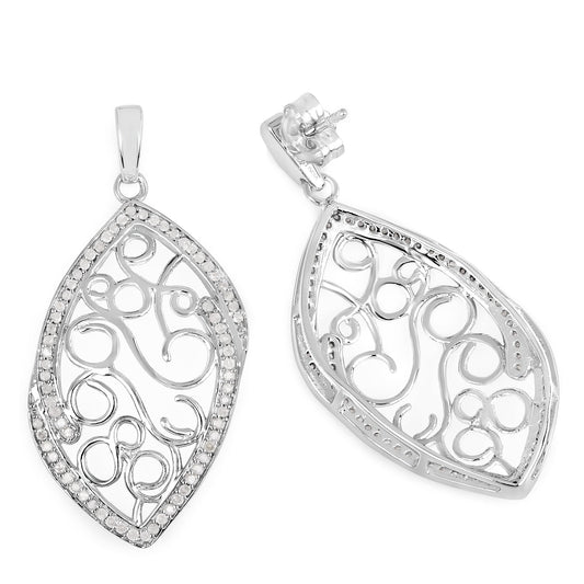Pendientes de plata esterlina .925 con diamantes blancos auténticos de 0.73 quilates