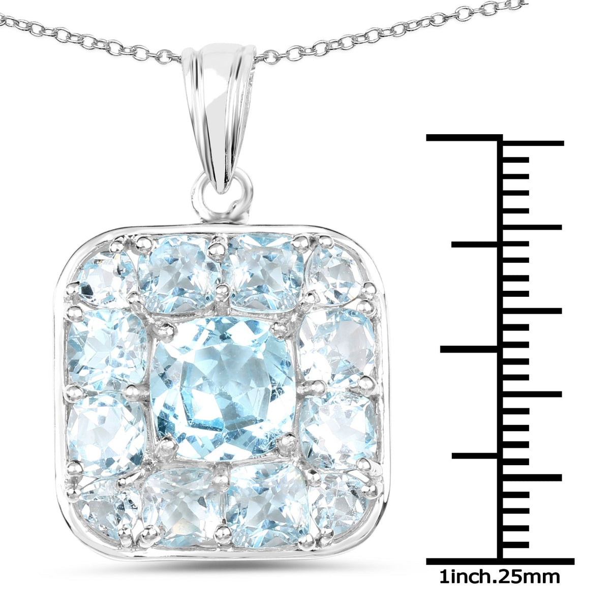 Colgante de plata de ley .925 con topacio azul genuino de 10.05 quilates