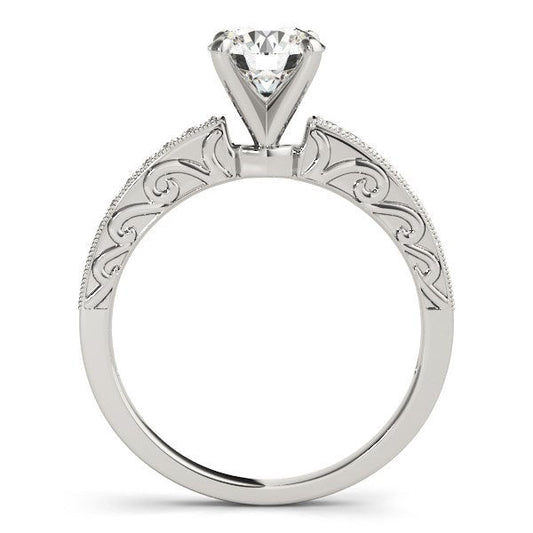 Anillo de compromiso de diamante de estilo antiguo de oro blanco de 14k (1 1/8 cttw)