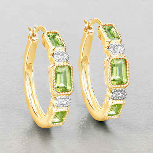 2.40 Carat Genuine Peridot and White Topaz .925 Sterling Silver Earrings - view 2