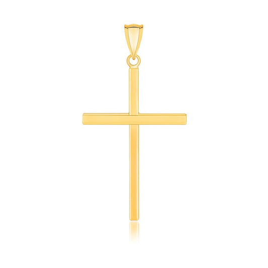 Colgante de cruz plana pulida de oro amarillo de 14k