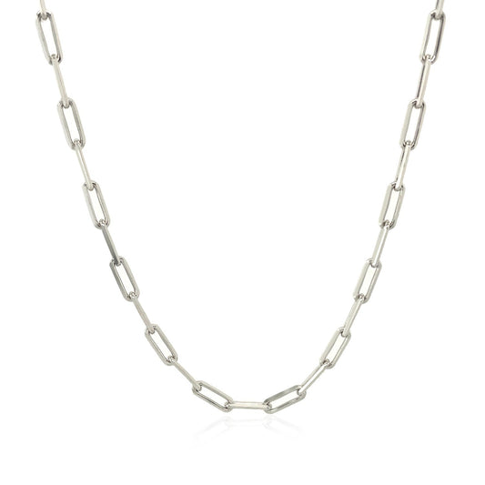 Cadena de eslabones ovalados de plata de ley con baño de rodio (2.5 mm)