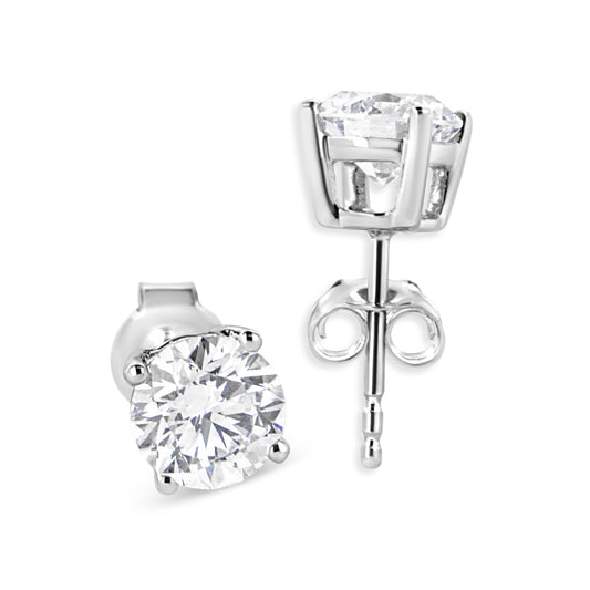 14K White Gold 1 3/4 Cttw Lab Grown Round Brilliant Diamond Solitaire Stud Earring (F-G Color - view 2