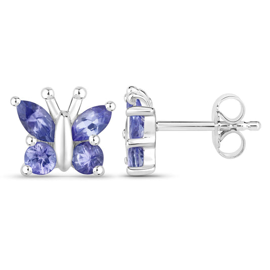 0.96 Carat Genuine Tanzanite .925 Sterling Silver Earrings - view 2