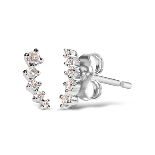 Pendientes Trepadores de Oro Blanco de 10K con Diamantes de 1/10 Cttw Estilo Journey (Color H-I, Claridad I1-I2)