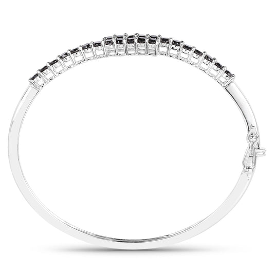Brazalete de plata de ley .925 con diamante negro genuino de 2.52 quilates