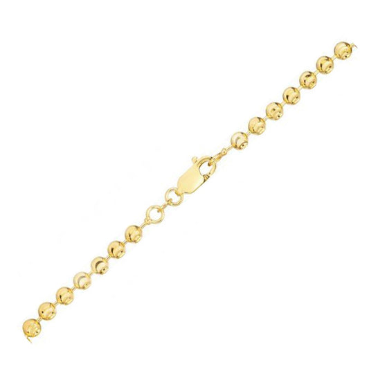 Pulsera de cadena de esferas facetadas de oro amarillo de 14k (3.00 mm)
