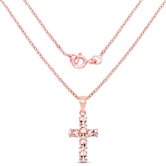 14K Rose Gold Plated 2.58 Carat Genuine Morganite .925 Sterling Silver Pendant
