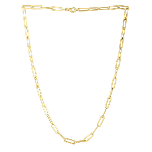 Cadena de eslabones ovalados cóncavos de oro amarillo de 14k (4.80 mm)