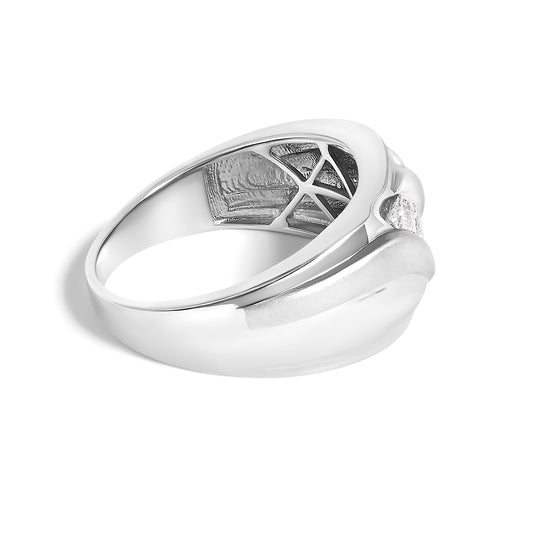 Anillo de banda de 3 piedras con canal de diamante de 1/2 quilates de plata de ley .925 para hombre - Talla de anillo 10