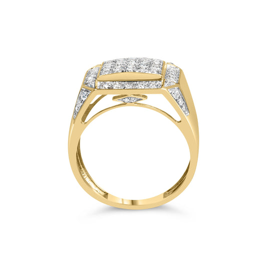 Anillo de banda tipo cóctel de oro amarillo de 10K para hombre con diamantes de 2 1/8 Cttw en grupo compuesto