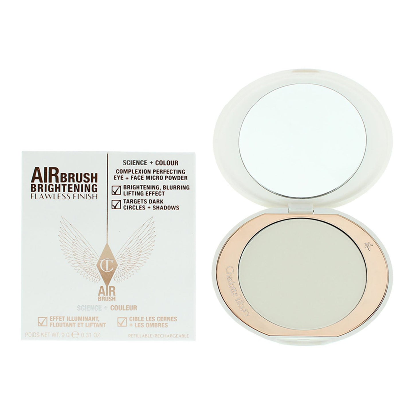 Charlotte Tilbury, Airbrush Flawless, Brightening, Compact Powder, Fair Medium, 9 g