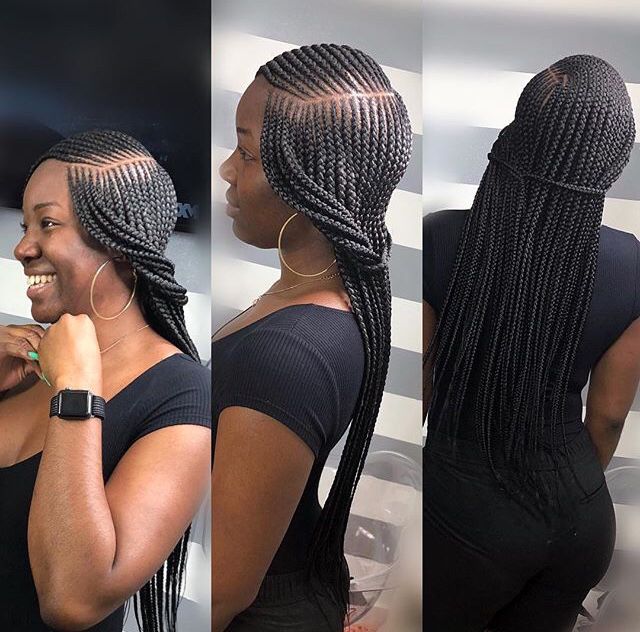 36" Twist Box Braids Wig | Full Lace Frontal | Side Part | Knotless | Baby Hair | Kanekalon Luxegan
