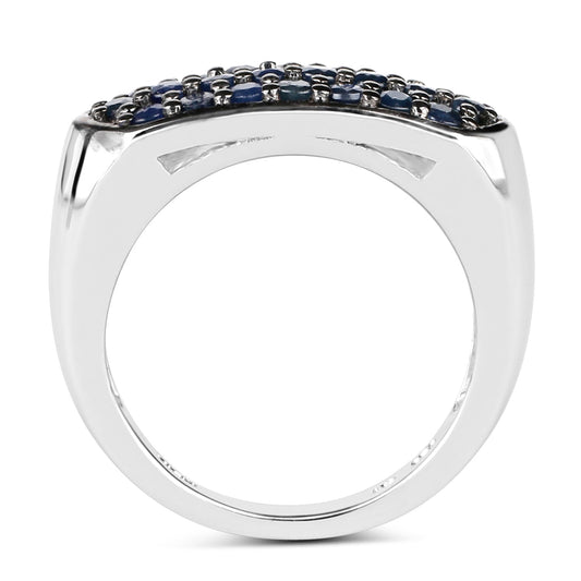 Anillo de plata de ley .925 con zafiro azul auténtico de 0.99 quilates