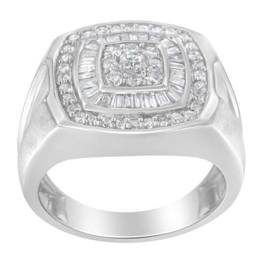 Anillo de banda de oro blanco de 14 K con diamantes de 1 CTTW para hombre