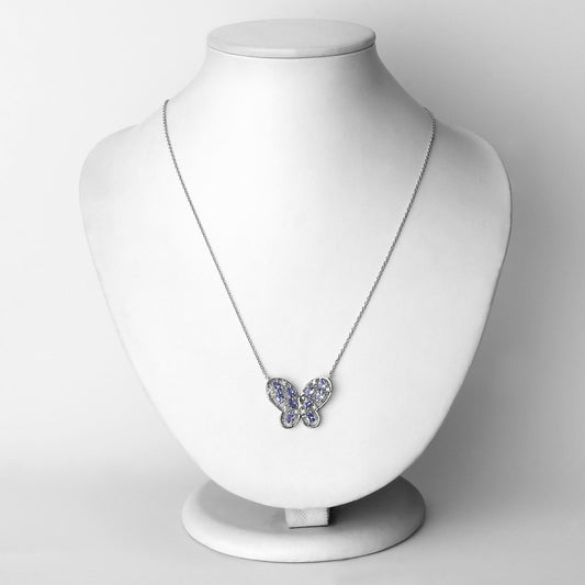 Collar de plata de ley .925 con tanzanita auténtica de 1.86 quilates y circonita blanca