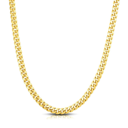 Cadena de oro amarillo macizo de 10k Miami Cuban clásica de 7.1mm