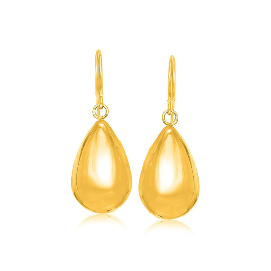 14k Yellow Gold Polished Teardrop Motif Drop Earrings - view 2