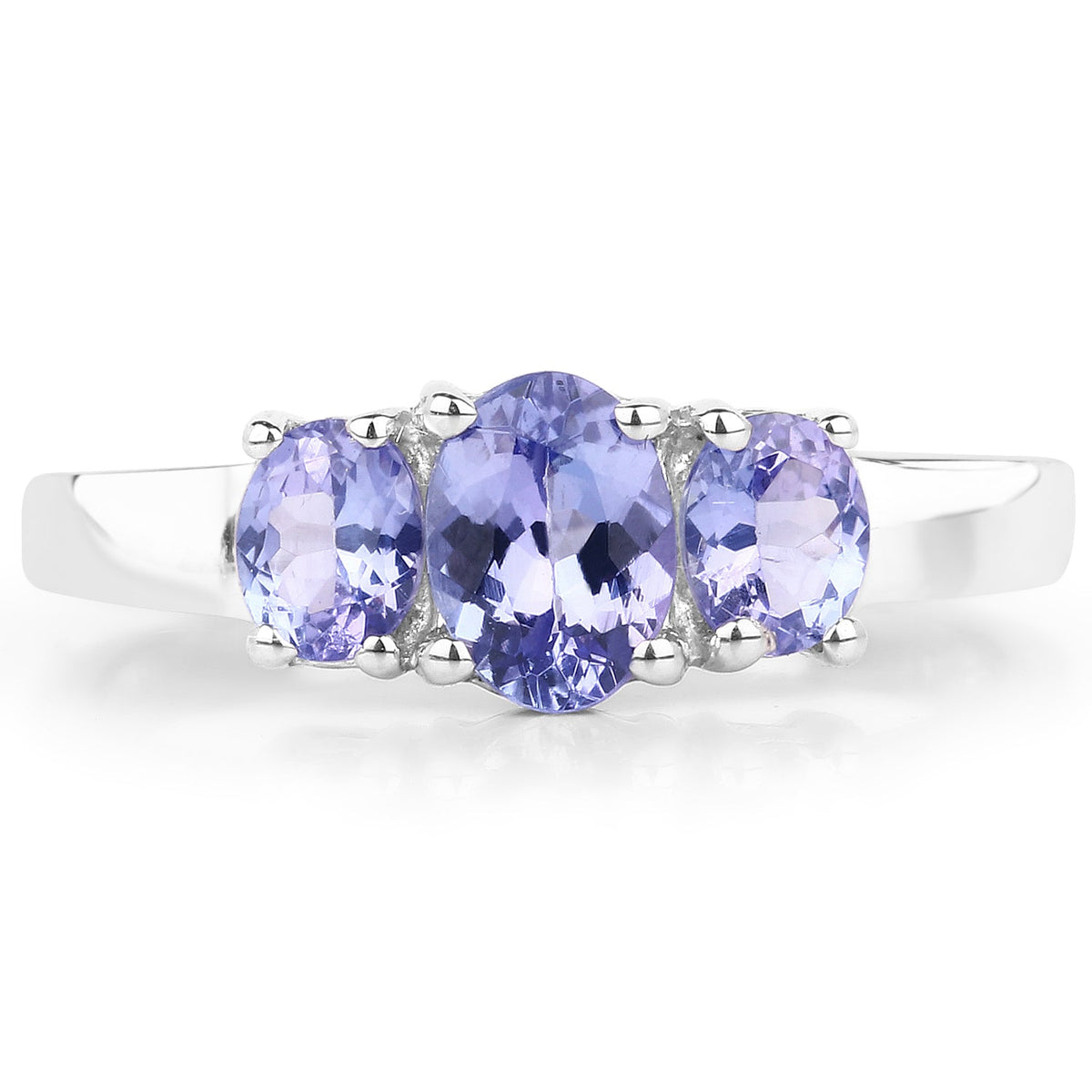 1.41 Carat Genuine Tanzanite .925 Sterling Silver Ring