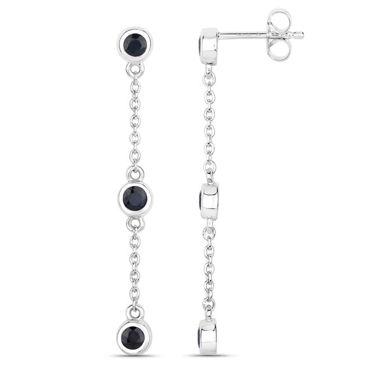 Aretes de zafiro azul genuino de 0,66 quilates de plata de ley .925