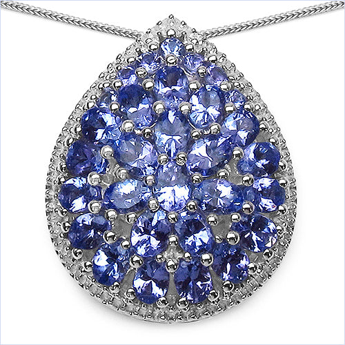 4.16 Carat Genuine Tanzanite .925 Sterling Silver Pendant