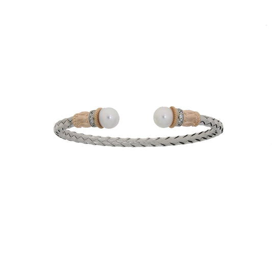 Pulsera Rígida Perla de Agua Dulce Plata de Ley