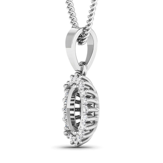 0.13 quilates de diamante blanco auténtico, colgante semimontado de oro blanco de 14K - soporta gema ovalada de 8x6mm