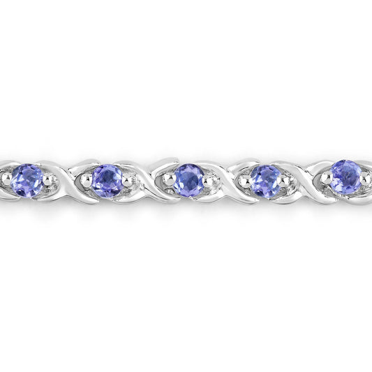 Pulsera de plata de ley .925 con tanzanita genuina de 0,91 quilates