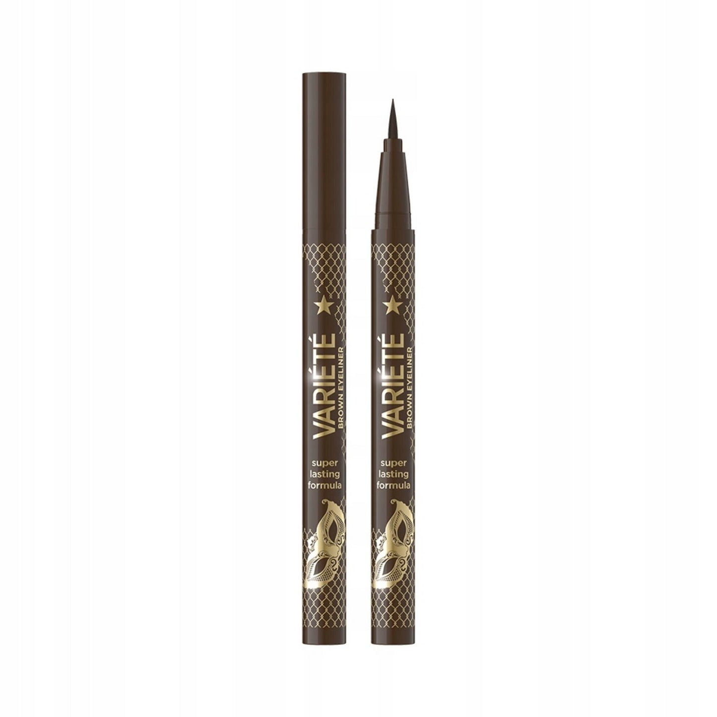 Eveline Cosmetics, Variete, Precise Eyeliner Brush, Liquid Eyeliner, 02, Brown, 4 ml