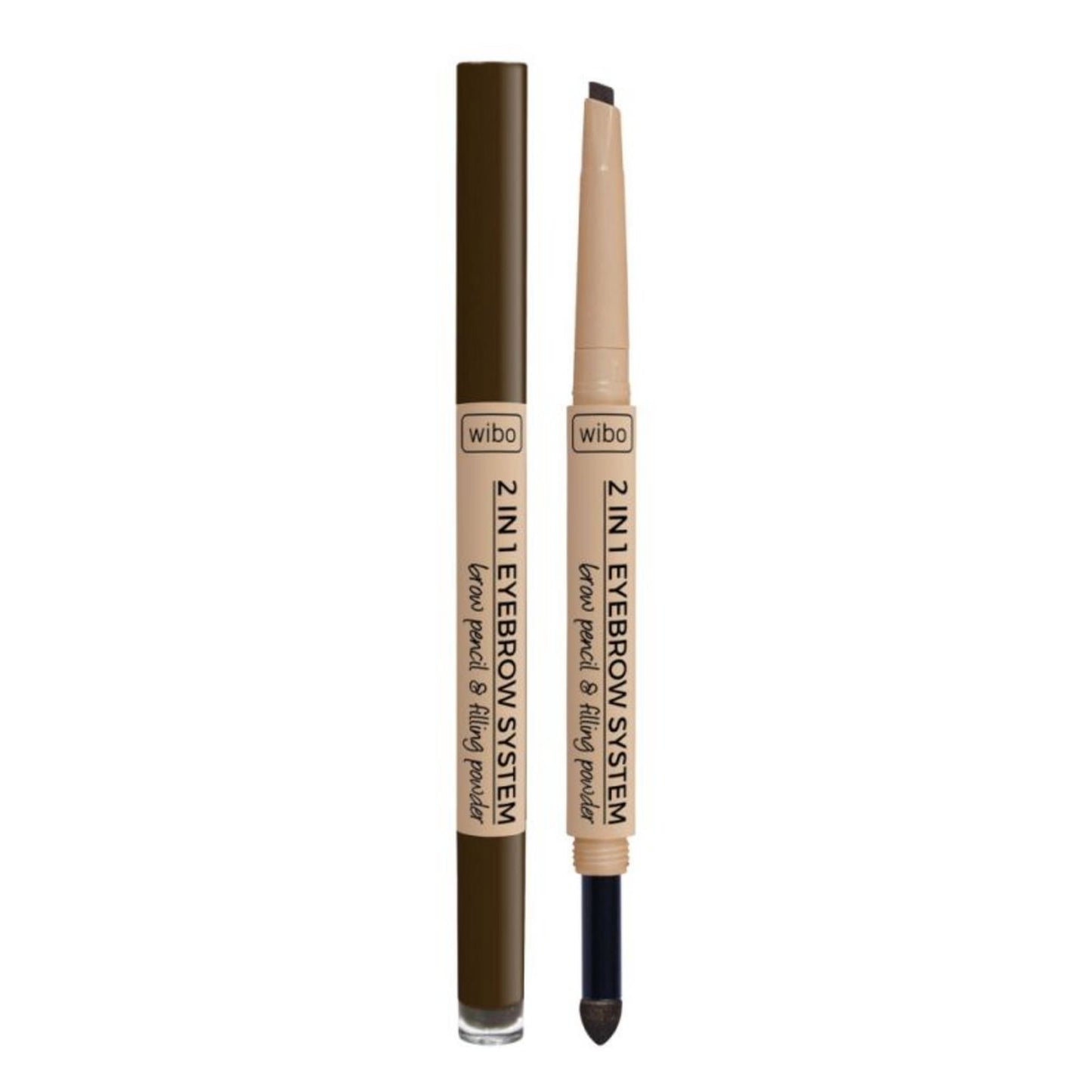 Wibo, 2 in 1 Eyebrow System, Eyebrow Cream Pencil, Powder & Brush 3-In-1, 3, Dark Brown, 0.2 g