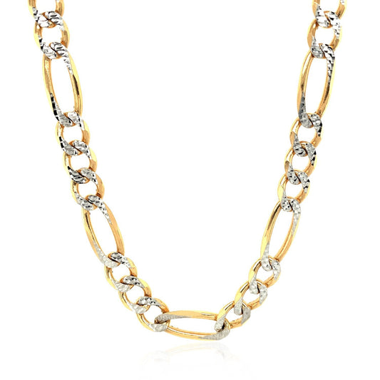 Cadena Figaro maciza de oro amarillo de 14K de 7.0mm