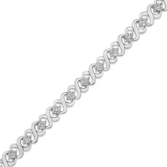 Pulsera de tenis de plata esterlina .925 con diseño de infinito y estaciones, engaste tipo miracle con 1/6 Cttw de diamante (color I-J, claridad I3) - 7.25 pulgadas