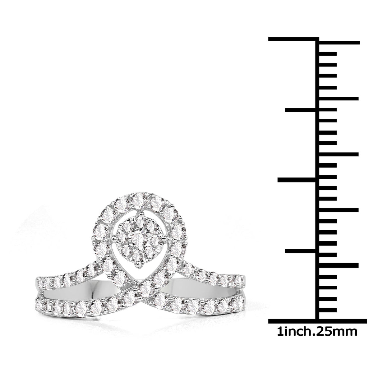 Anillo de oro blanco de 14K con diamante blanco genuino de 0,54 quilates (color G-H, claridad SI1-SI2)